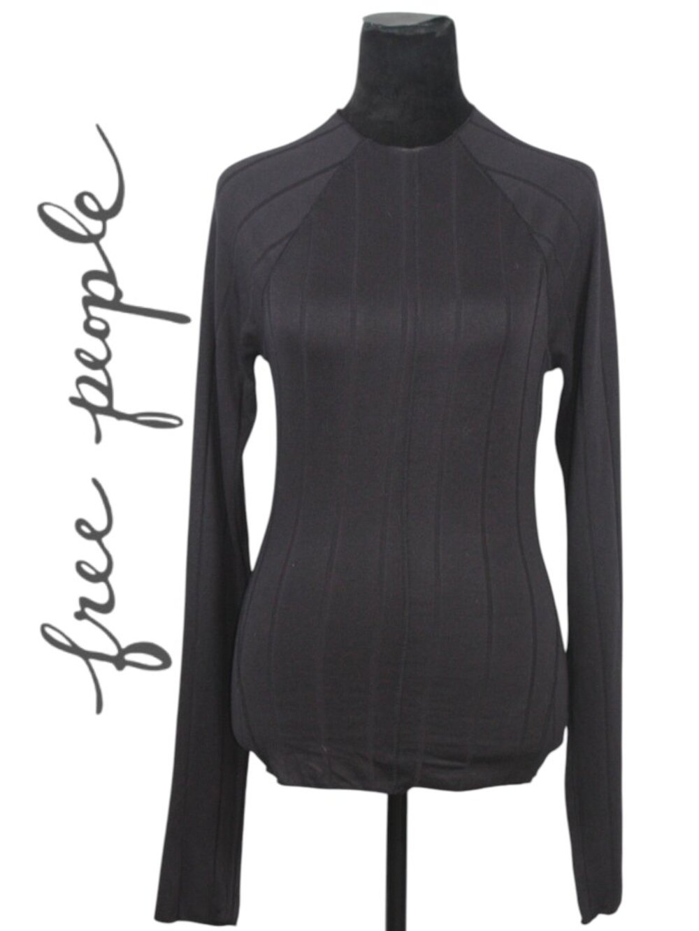 Intimately Free People Black Long Sleeve T-Shirt Size Medium
